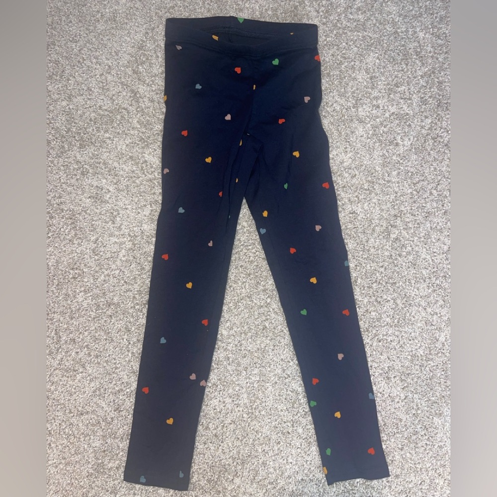 Old Navy Navy Blue Rainbow Color Hearts Leggings Girls Sz‎ M (8) NWT